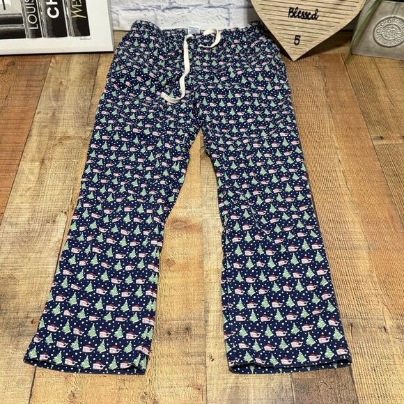 Vineyard Vines Logo Men Deep Bay Blue Whale Xmas Tree Print Lounge Pants M - Picture 8 of 13